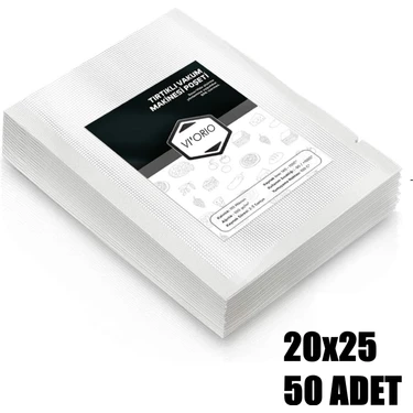 VI'ORIO 20X25 Tırtıklı Vakum Makinesi Poşeti 50