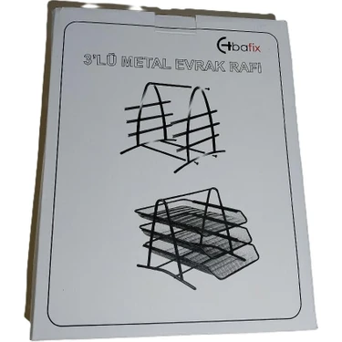 Bafix Evrak Rafı Metal Perforeli 3 Lü Siyah Metal Evrak