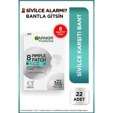 Garnier Pimple Patch 22 Adet Akne Karşıtı Bant Tüm Cilt Tipleri İçin 8 Saat