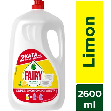 Fairy Süper Ekonomik Paket Sıvı Bulaşık Deterjanı 2600 ml Limon