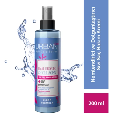 URBAN Care Hyaluronik Asit& Kuru ve Cansız Saçlara Özel Sıvı Saç Bakım Kremi-Vegan-200