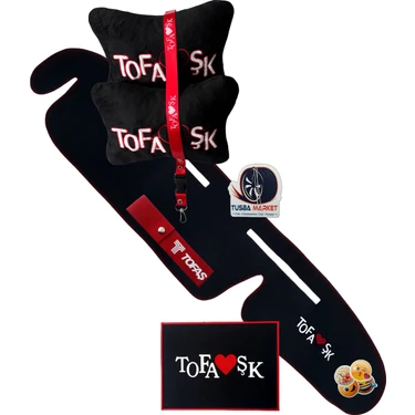 Tusba Market Tofaş Şahin Doğan Kartal Nakışlı Yüksek Göğüs Siyah Torpido Halısı / Polar Oto Yastık