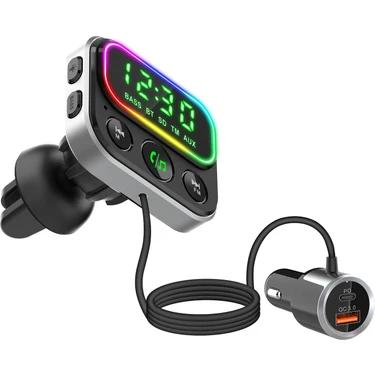 S-Link SL-BT405 Rgb Bluetooth V5.0 Geniş LED Ekran+Tf Kart Çift USB Qc3.0 ve PD18W Hızlı Şarj Fm