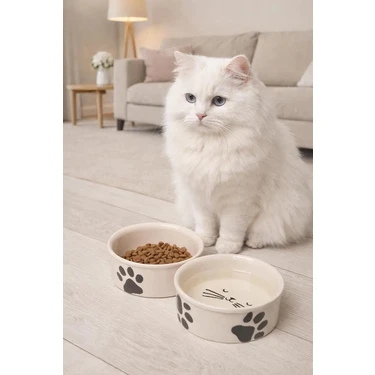 2li Seramik Kedi Köpek Mama Kabı 12CM