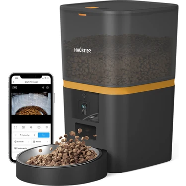 Haustier QQ005 Kameralı Akıllı Otomatik Kedi Mama Kabı , Wifi Uzaktan Kontrol, Sesle Çağırma, 480P