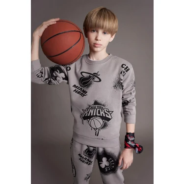 DeFacto NBA Current Teams Bisiklet Yaka Sweatshirt Erkek Çocuk