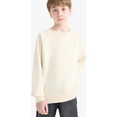 DeFacto Bisiklet Yaka Basic Düz Okul Sweatshirt Erkek Çocuk