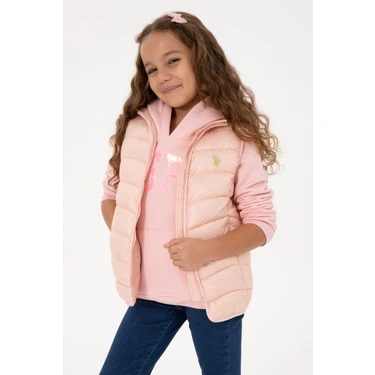U.S. Polo Assn. Kız Çocuk Açık Pembe Kapitone Şişme Yelek