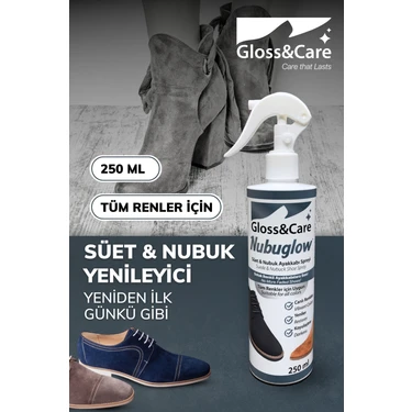 Gloss&Care Nubuglow™ Süet Nubuk Ayakkabı Yenileme Spreyi Bot Çanta Renk Canlandırıcı ve Koruyucu
