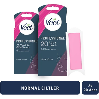 Veet Professional Yüz Bölgesi Ağda Bandı Normal Ciltler İçin 20'li X 2 Nemlendirici Shea