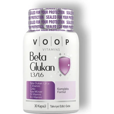 Voop Beta Glukan Kara Mürver, C Vitamini, Çinko Bitkisel Vegan 30