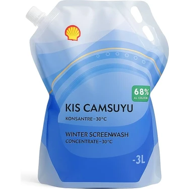 Shell Kış Camsuyu Konsantre 3 Litre Kir, Yağ ve Lekeleri Etkili Temizleme
