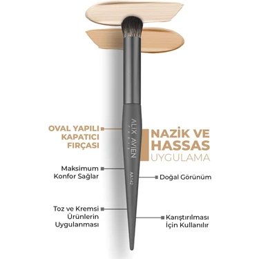 Alix Avien Oval Yapılı Kapatıcı Fırçası AA142 - Nazik ve Hassas Uygulama için Oval