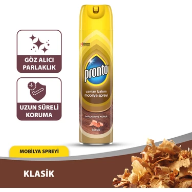 Pronto Mobilya Cilası Regular 300 ml Göz Alıcı Parlaklık Sağlayan Uzun Süreli