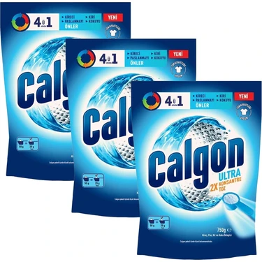 Calgon 4ü1 Arada Ultra Konsantre Toz Kireç Önleyici 750 gr x 3