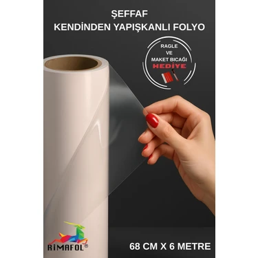 Rimafol Şeffaf Kendinden Yapışkanlı Folyo 68 cm x 6