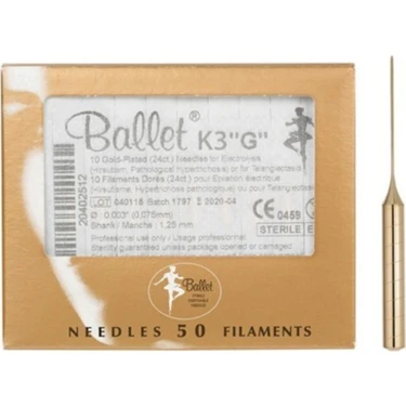 Ballet K3''G'' Gold Epilasyon Iğnesi 0,075mm 10lu